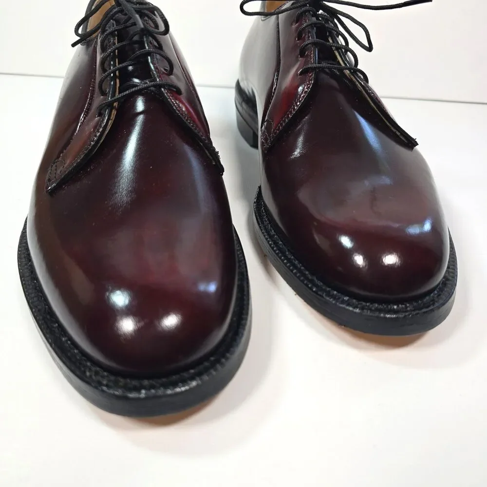 Johnston Murphy Men's 8.5 D Burgundy Leather Plain Toe Blucher Derby Dress Shoes